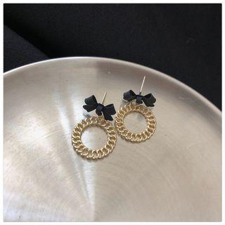 Bow Hoop Alloy Dangle Earring