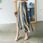 Tie-waist Stripe Long Wrap Skirt