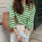 Striped Long Sleeve T-shirt Green - One Size
