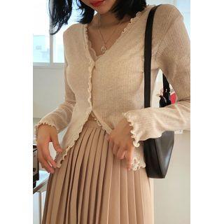 Frill-trim Pointelle Cardigan