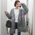 Plus Size Patterned Cashmere Blend Cardigan Gray - One Size