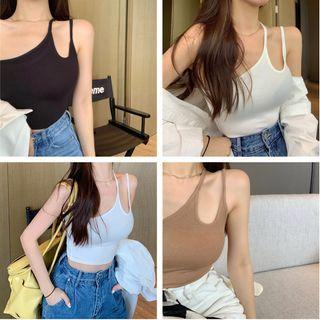 Plain One-shoulder Sleeveless Top