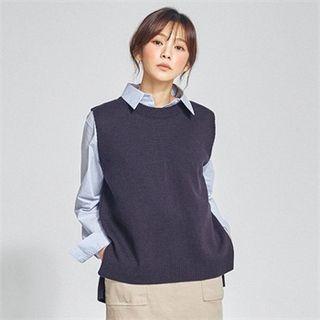 Open-back Crewneck Knit Vest