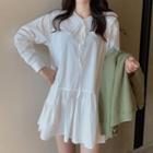 Long-sleeve Mini Dress Dress - White - One Size