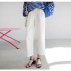 Drawstring-waist Cotton Wide-leg Pants