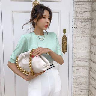 Crew-neck Pastel Knit Top