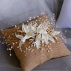 Bridal Faux Pearl Flower Applique Headpiece White - One Size
