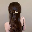 Butterfly Rhinestone Alloy Hair Clip Gold - One Size