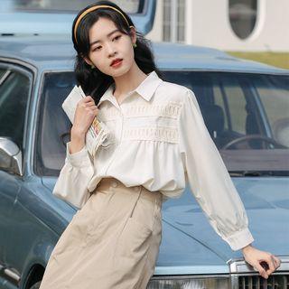 Embroidered Chiffon Shirt Almond - One Size