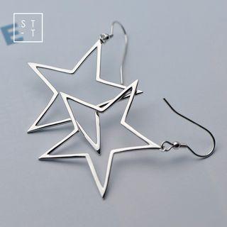 Star Drop 925 Sterling Silver Hook Earring 1 Pair - 925 Silver - As Shown In Figure - One Size
