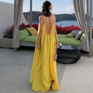 Spaghetti Strap Scoop Back A-line Maxi Dress