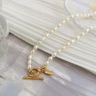 Faux Pearl Necklace 1 Pc - Necklace - Gold & White - One Size