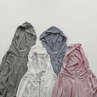 Plain Zip Hooded Cropped Jacket