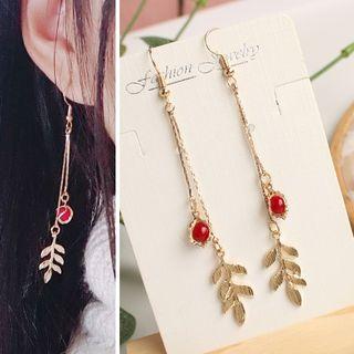 Alloy Leaf Acrylic Bead Dangle Earring