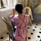 Long-sleeve Cross Strap Shirt Purple - One Size