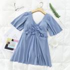 Short-sleeve Tied Swim Dress