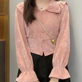 Corduroy Button Jacket / Midi A-line Skirt