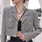 Notch Lapel Houndstooth Single-breasted Jacket