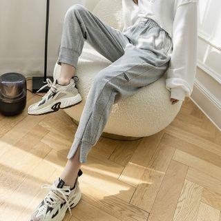 High-waist Zip-up Straight-leg Sweatpants