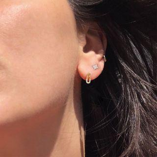 925 Sterling Silver Rhinestone Safety Pin Dangle Earring