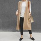 Dual-pocket Wool Blend Long Vest