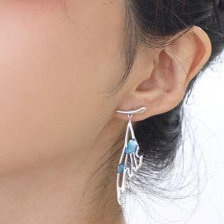Asymmetrical Butterfly Drop Earring 1 Pair - Blue & Silver - One Size