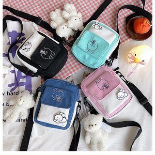 Rabbit Print Two-tone Canvas Crossbody Bag