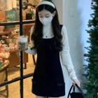 Bow-accent Mini Tank Dress / Long-sleeve Turtleneck Top