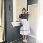 Midi Jumper Skirt / Short-sleeve Heart Cutout Top