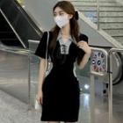 Short-sleeve Two-tone Mini A-line Polo Dress