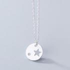 925 Sterling Silver Cutout Star Disc Pendant Necklace S925 Sterling Silver Pendant Necklace - One Size