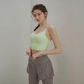 Checkerboard Cropped Sports Camisole Top