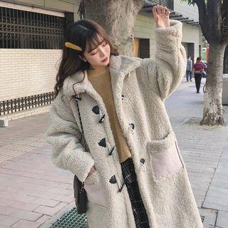 Fleece Toggle Long Coat As Figure - One Size