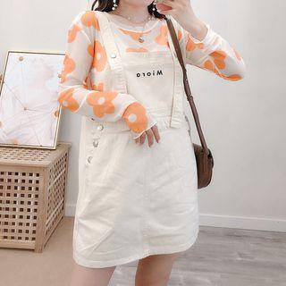 Lettering Jumper Dress Light Beige - One Size
