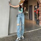 Distressed Straight Cut Jeans (various Designs)