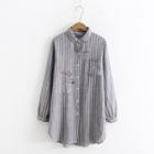 Deer Embroidered Striped Shirt