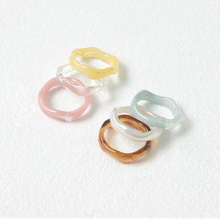 Acrylic Ring Set Of 6 Multicolor - One Size