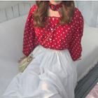 3/4-sleeve Dotted Cutout Top
