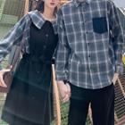 Couple Matching Long-sleeve Plaid Shirt / Mini A-line Dress