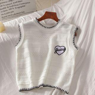 Sleeveless Letter Embroidered Knit Top