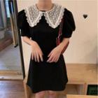 Short-sleeve Lace Collar A-line Dress As Shown In Figure - One Size