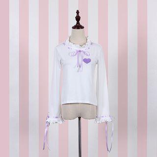 Set: Frill Trim Ribbon Top + Skirt