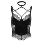 Choker-neck Lace Panel Camisole Top
