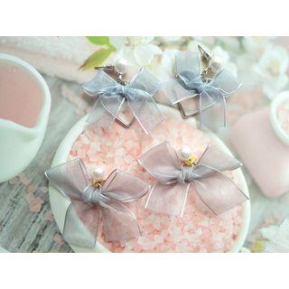 Faux-pearl Bow Earring