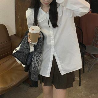 Ruffle Trim Collar Blouse Blouse - White - One Size