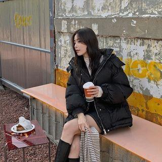 Drawstring-waist Hooded Puffer Jacket