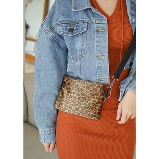 Leopard Faux-fur Wristlet Clutch