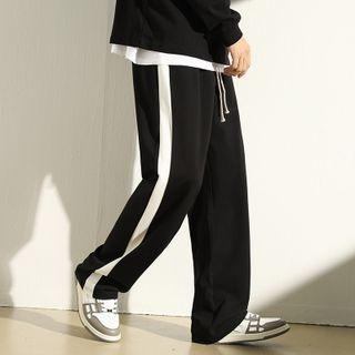 Two-tone Drawstring Straight Leg Pants