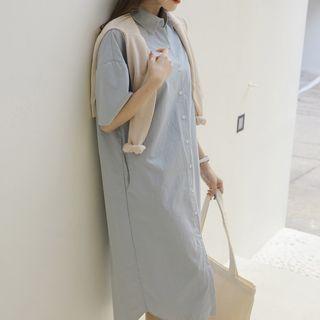 Pocket-side Long Shirtdress
