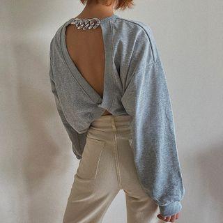 Open Back Cropped Pullover